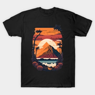 Illustration od sunset in moutain view T-Shirt